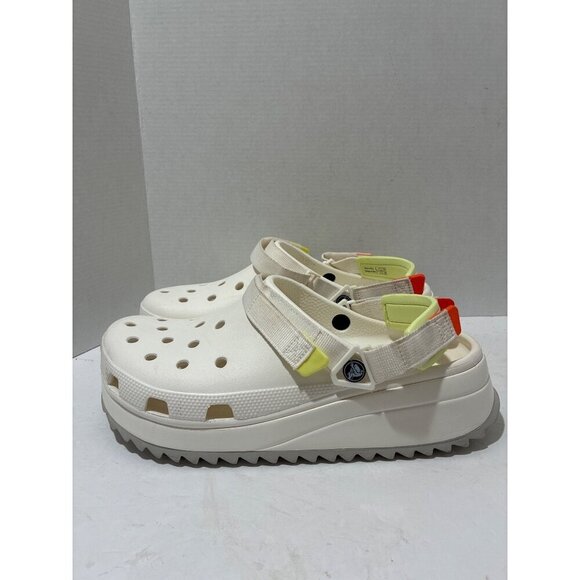 Crocs Classic Hiker Clog White neon straps Platform Shoes Comfort men's size 13